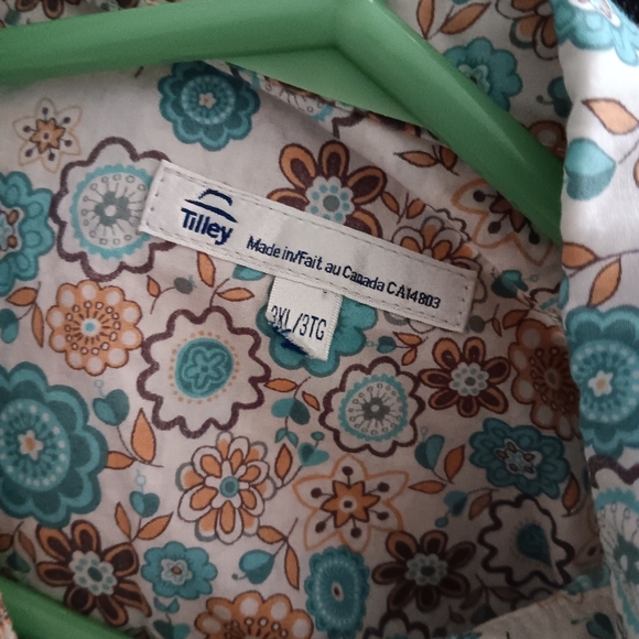 LIBERTY ART FABRICS x Tilley Muted Blues + Taupes Floral Cotton Shirt 3XL - Picture 5 of 5